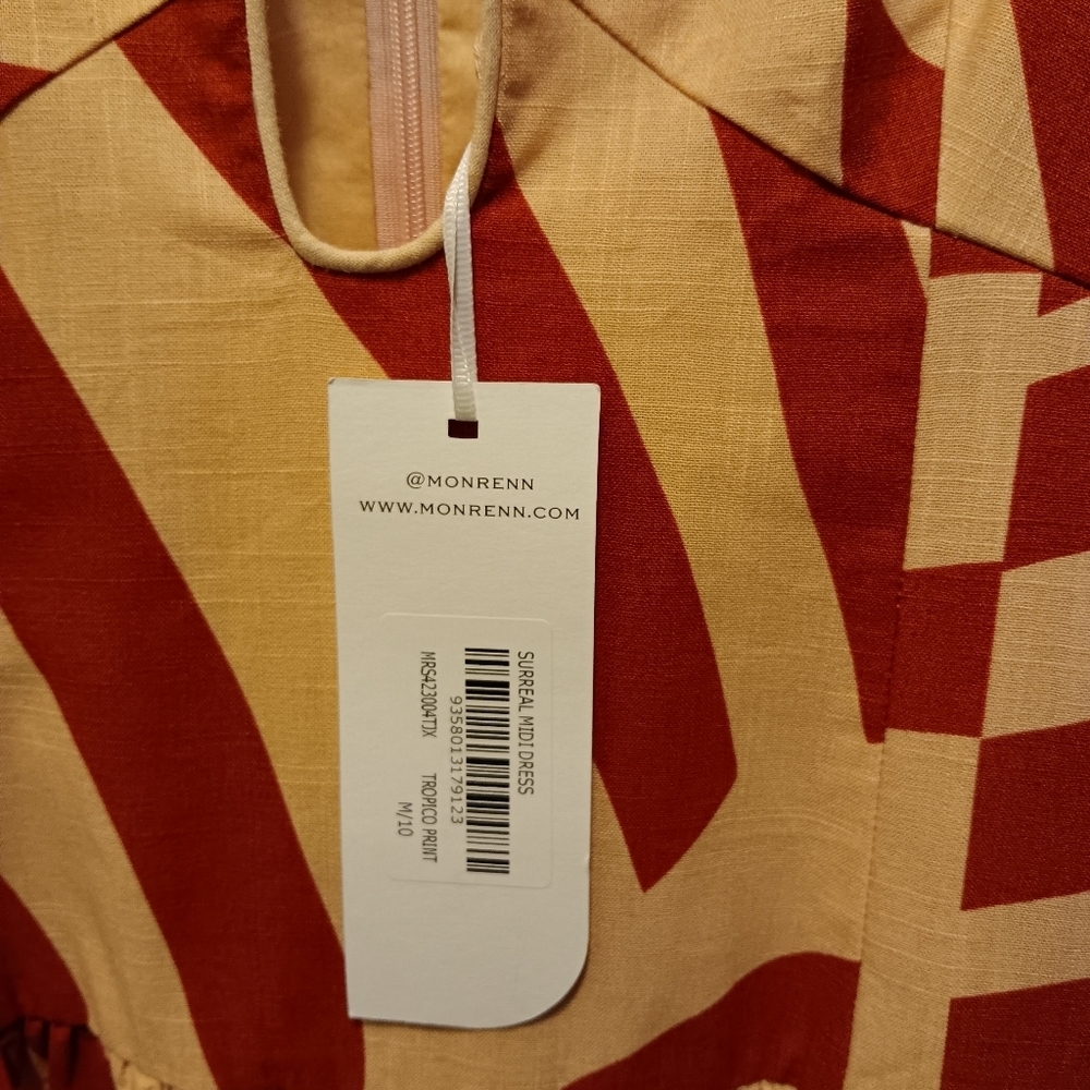 Mon Renn| *Missing* Hook Surreal Midi Dress 100% Cotton Abstract Print US M  Tag - Picture 12 of 13